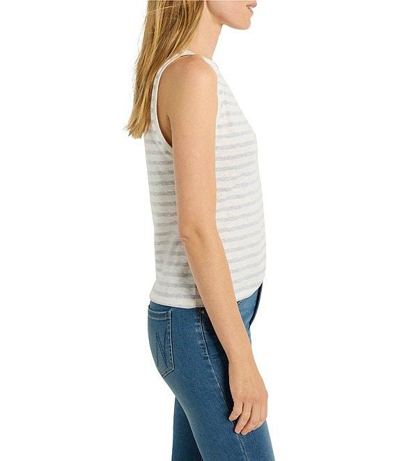 NIC + ZOE Knit Stripe Print Boat Neck Sleeveless Tank Product Image