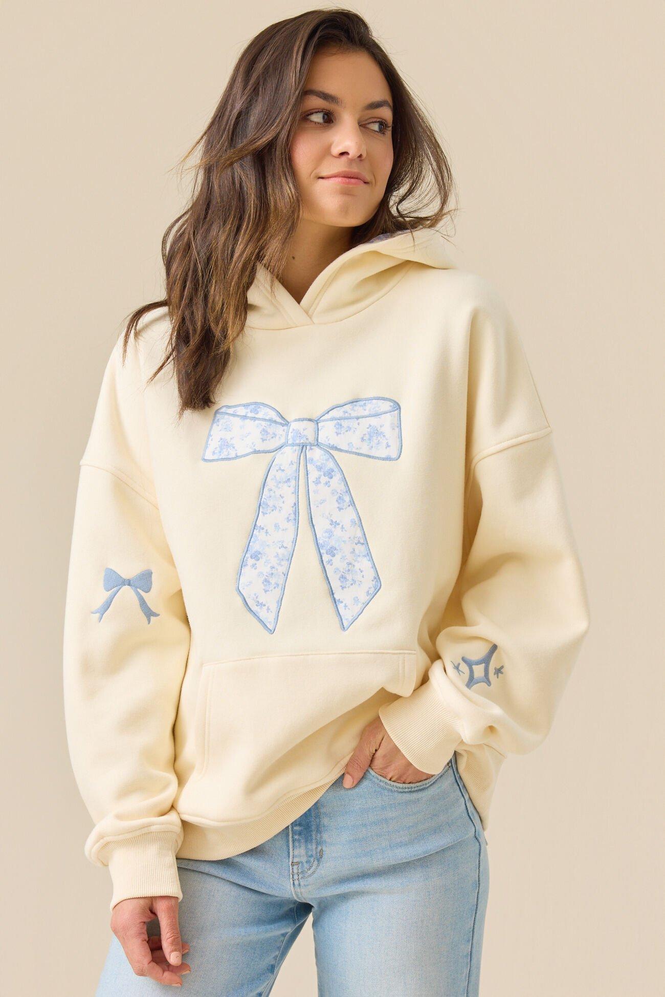 Floral Bow Graphic Hoodie Product Image