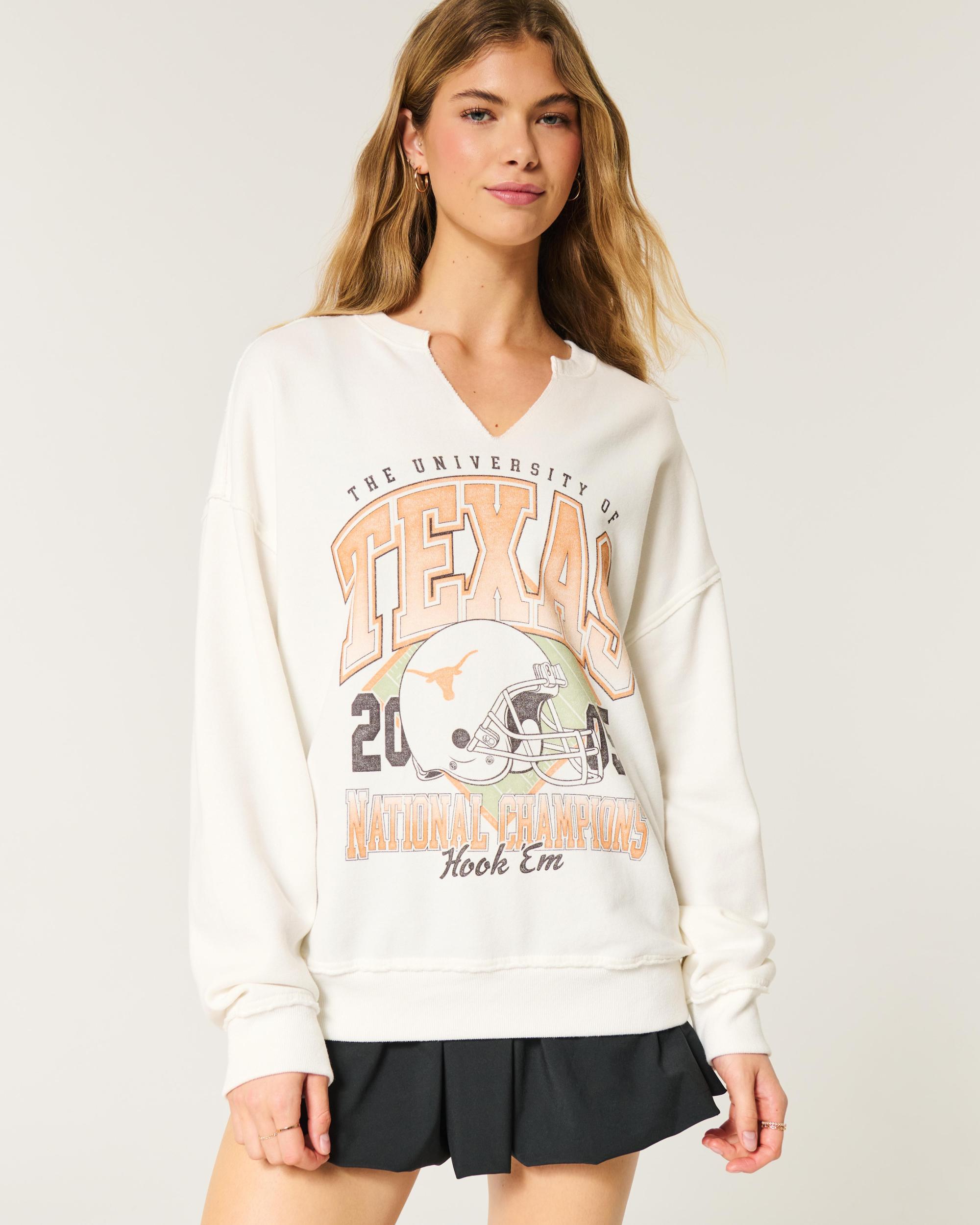 Oversized Camo Number Graphic Notch-Neck Sweatshirt Product Image