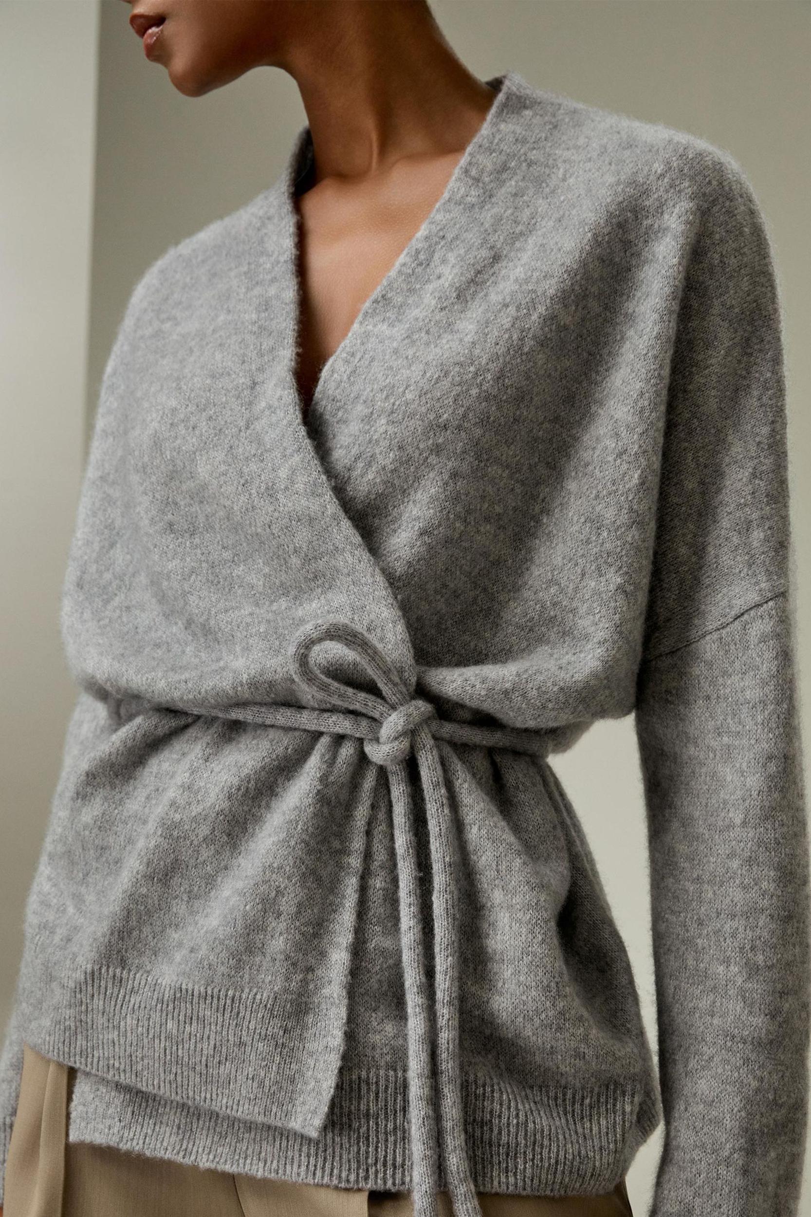 LILYSILK Cashmere Cardigan Women - Gray Cashmere Silk - Comfortable High Ribbed Sweater L Product Image