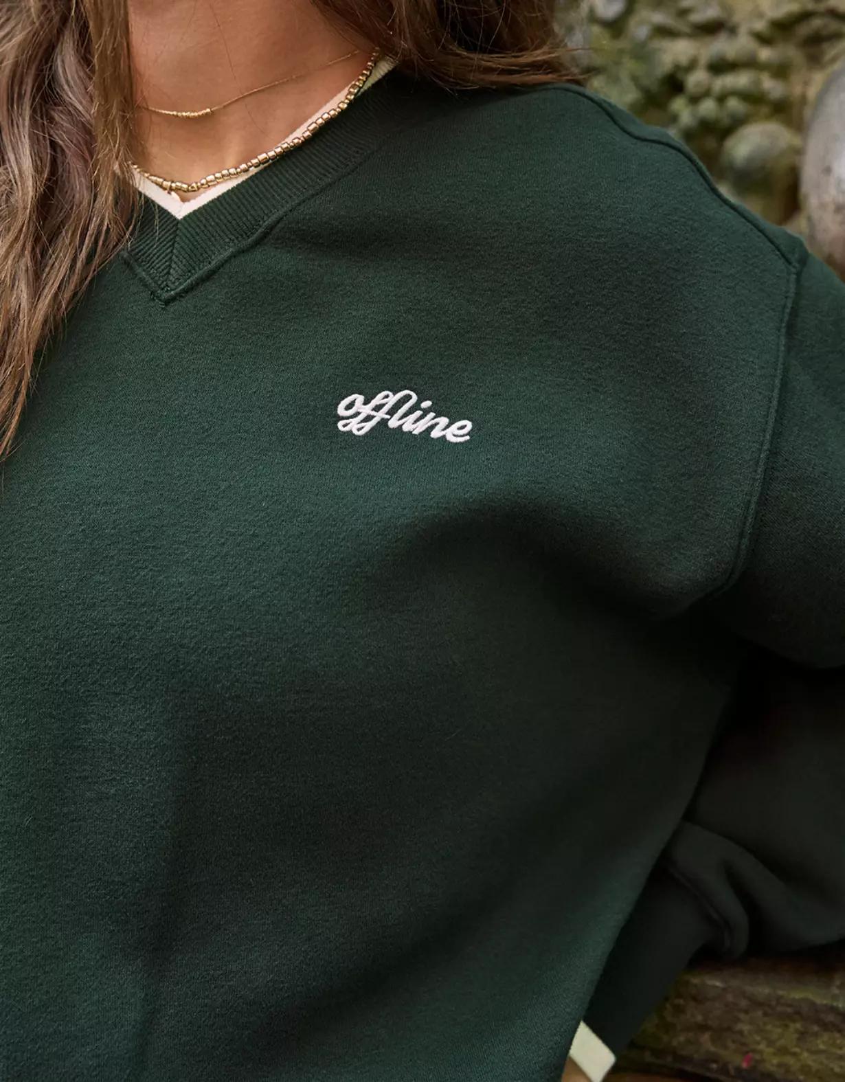 OFFLINE By Aerie Cloud Fleece V-Neck Crew Sweatshirt Product Image