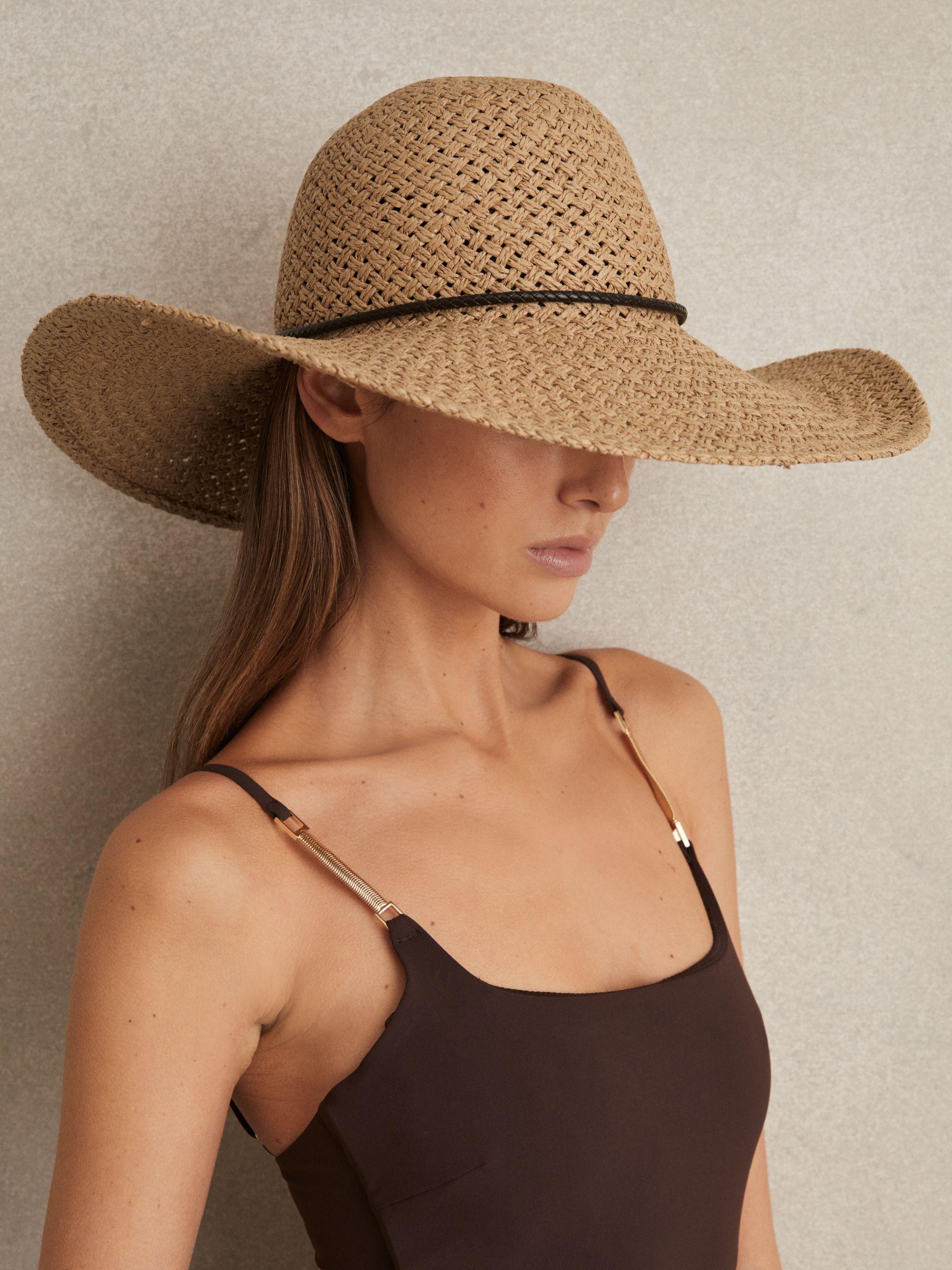 Woven Wide Brim Straw Hat in Natural Product Image