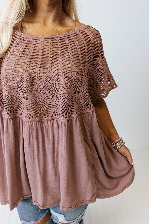 Getting Sun Crochet Shift Top In Dusty Purple Product Image