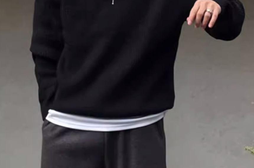 Half Zip Plain Hoodie Product Image