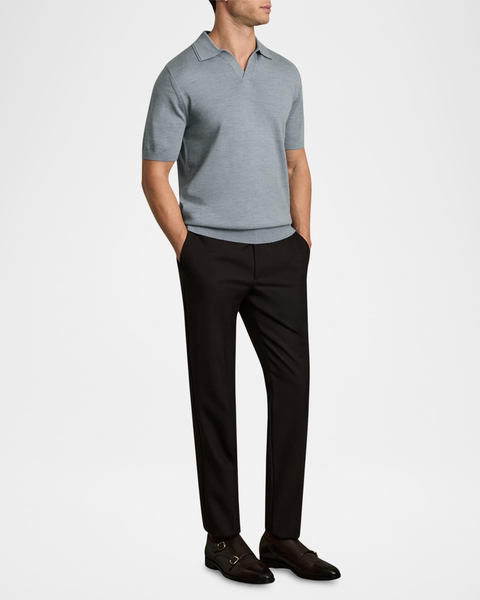 Men's Duchie Merino Wool Open Collar Polo Shirt Product Image