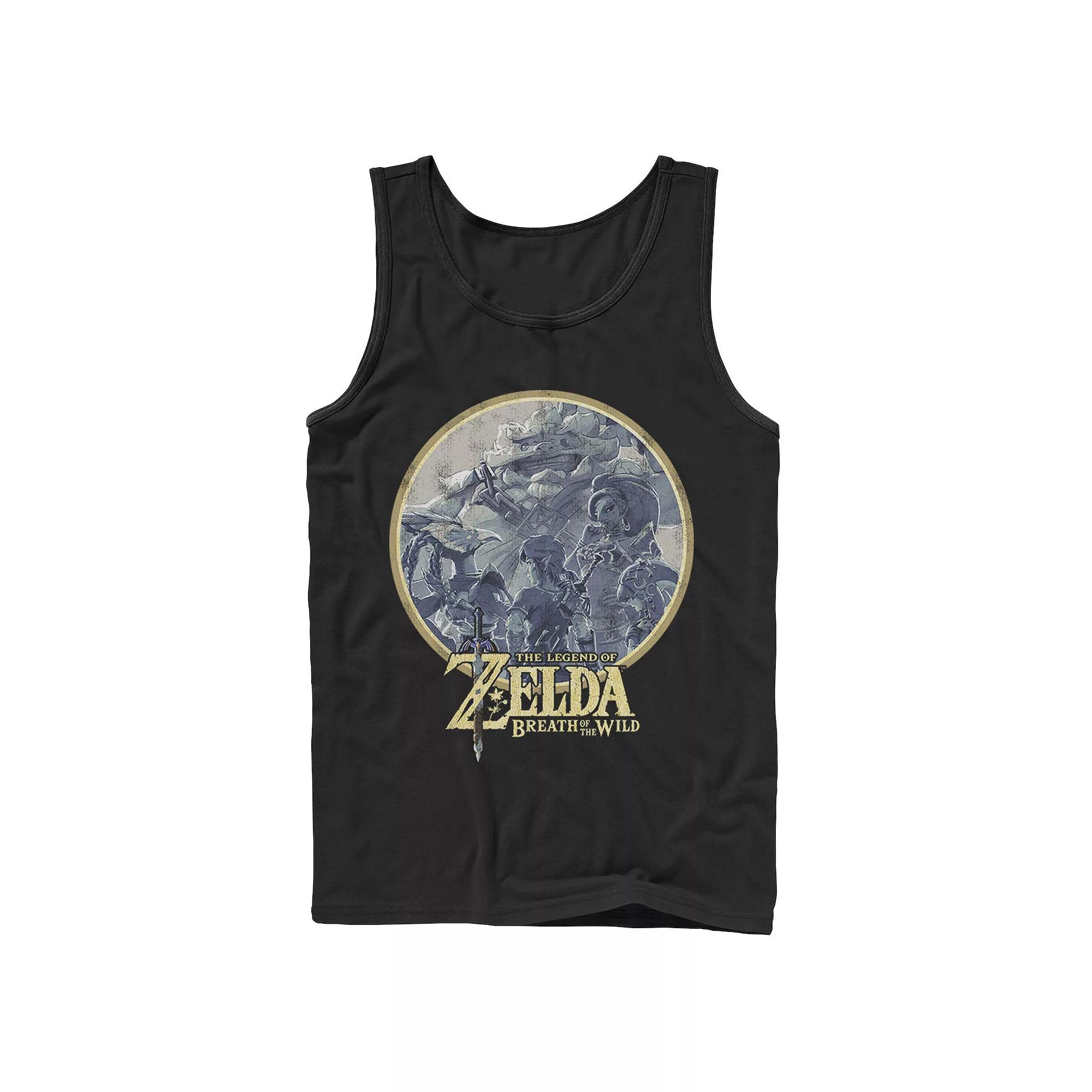 Men's Nintendo Zelda Breath Of The Wild Rock Badge Tank Top, Size: Large, Black Product Image