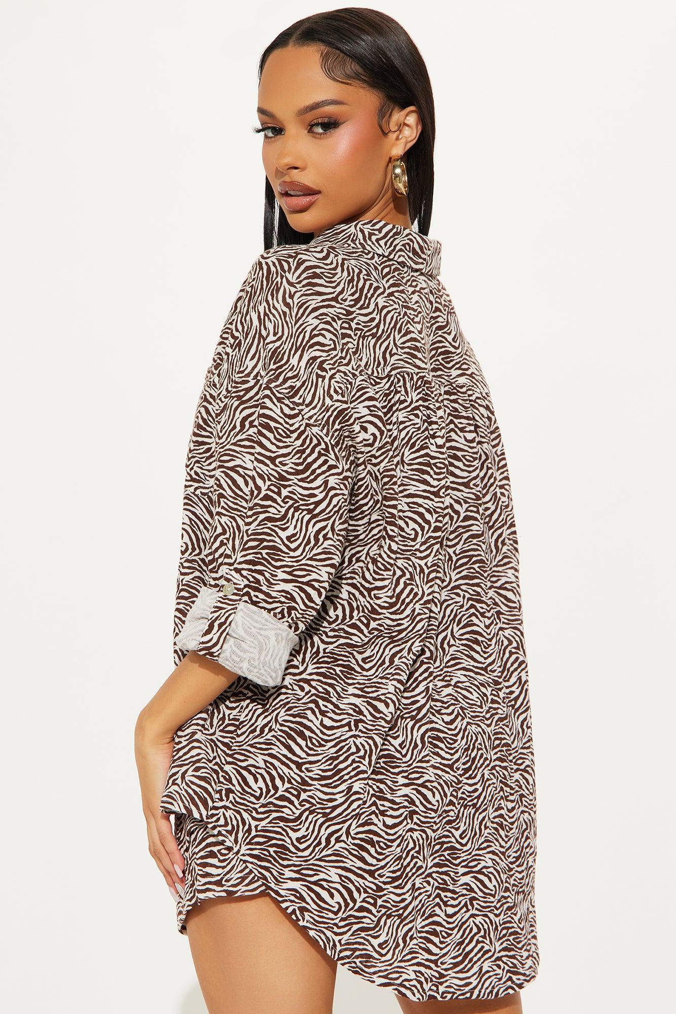 Urban Safari Animal Print Short Set - Brown Combo Female Product Image