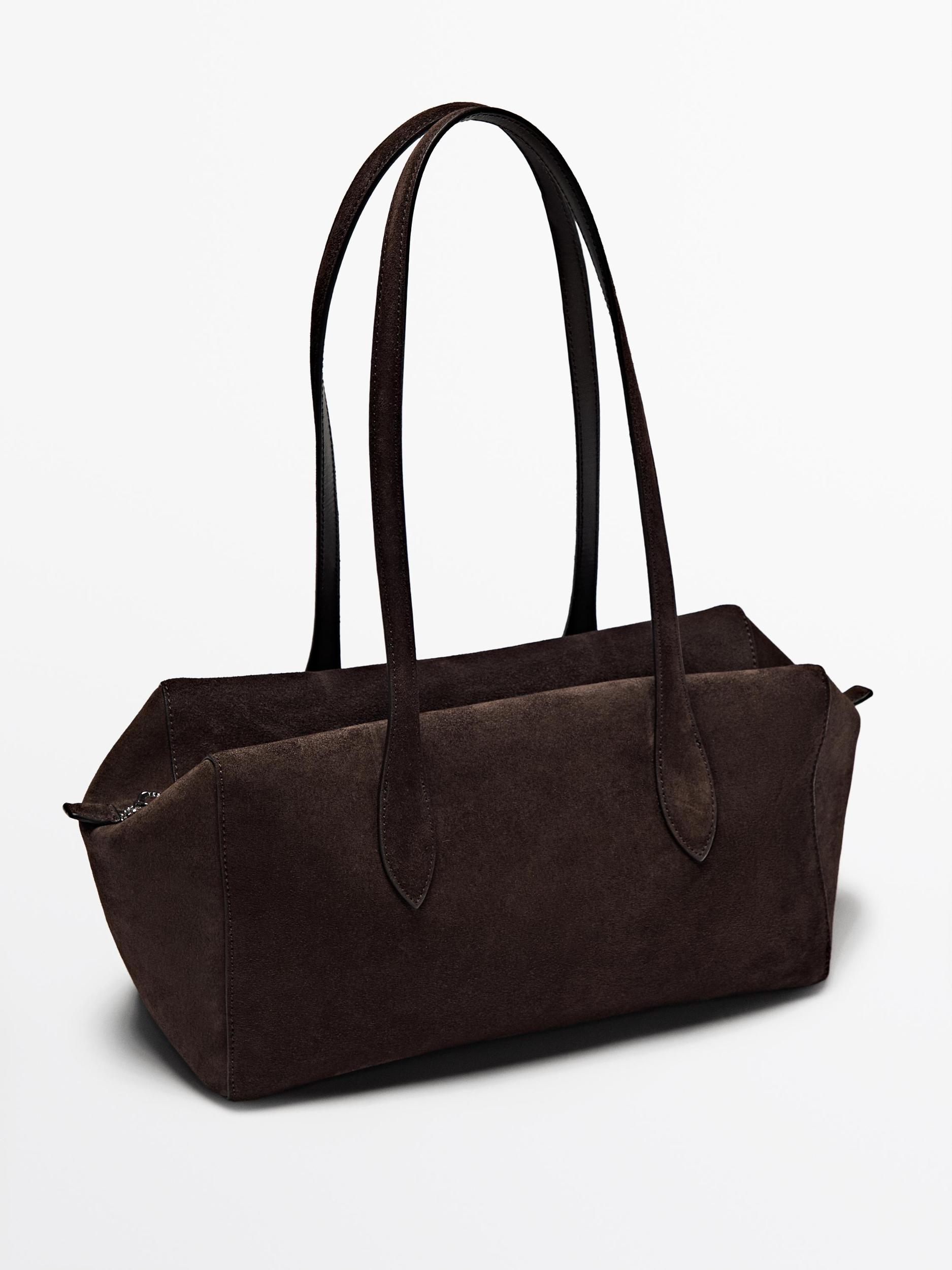 Split suede leather west satchel bag Product Image