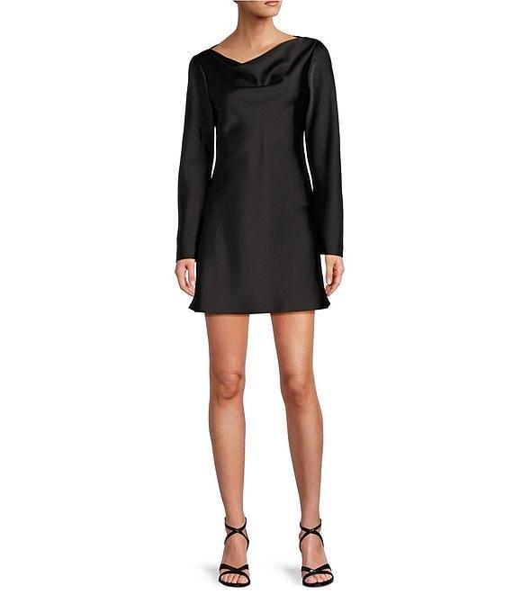 Antonio Melani Hanna Long Sleeve Drapey Satin Shift Dress Product Image