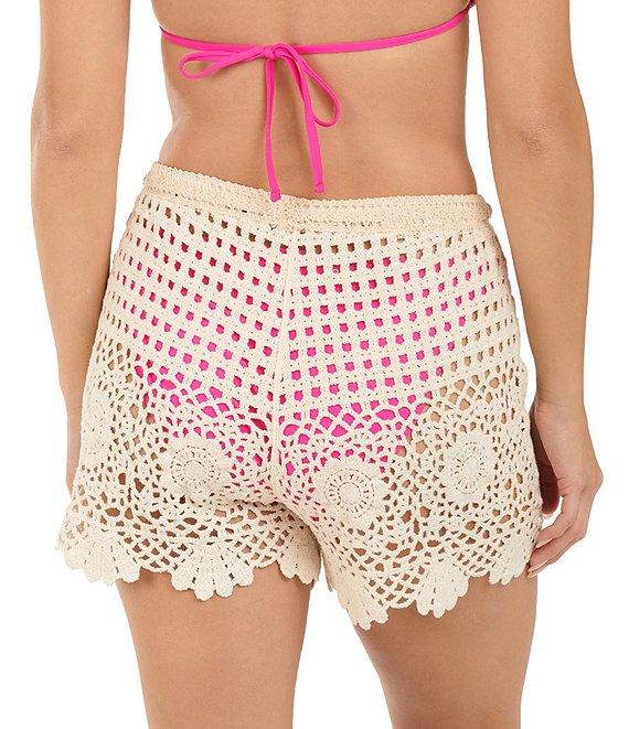 Citrus Crochet Elastic Waist Scalloped Hem Pull-On Swim Cover-Up Shorts Product Image