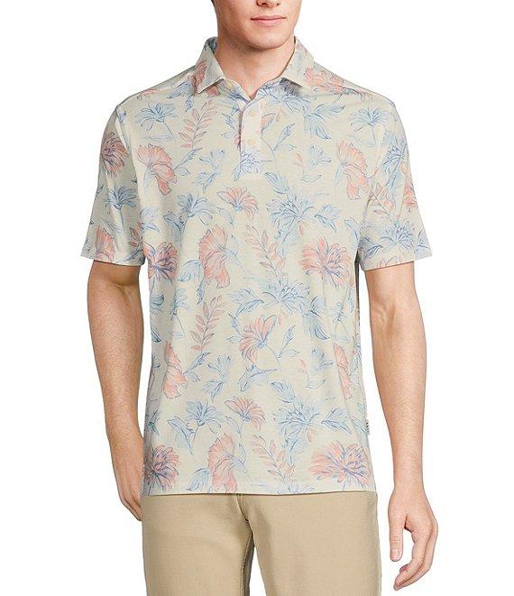 Rowm Rec + Relax Short Sleeve Petal Print Polo Shirt Product Image