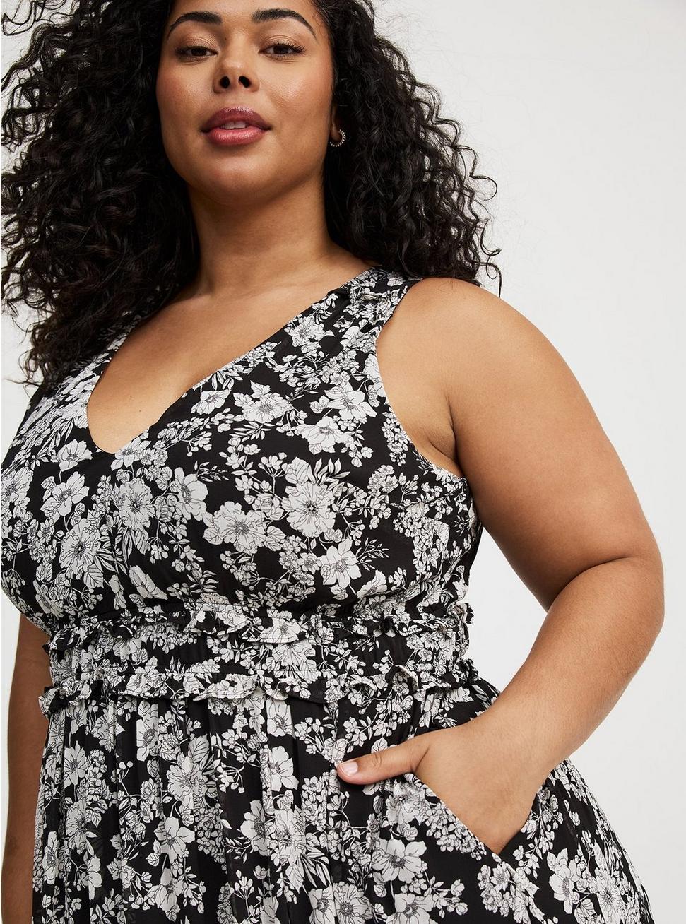 Midi V-Neck Ruffle Dress Product Image