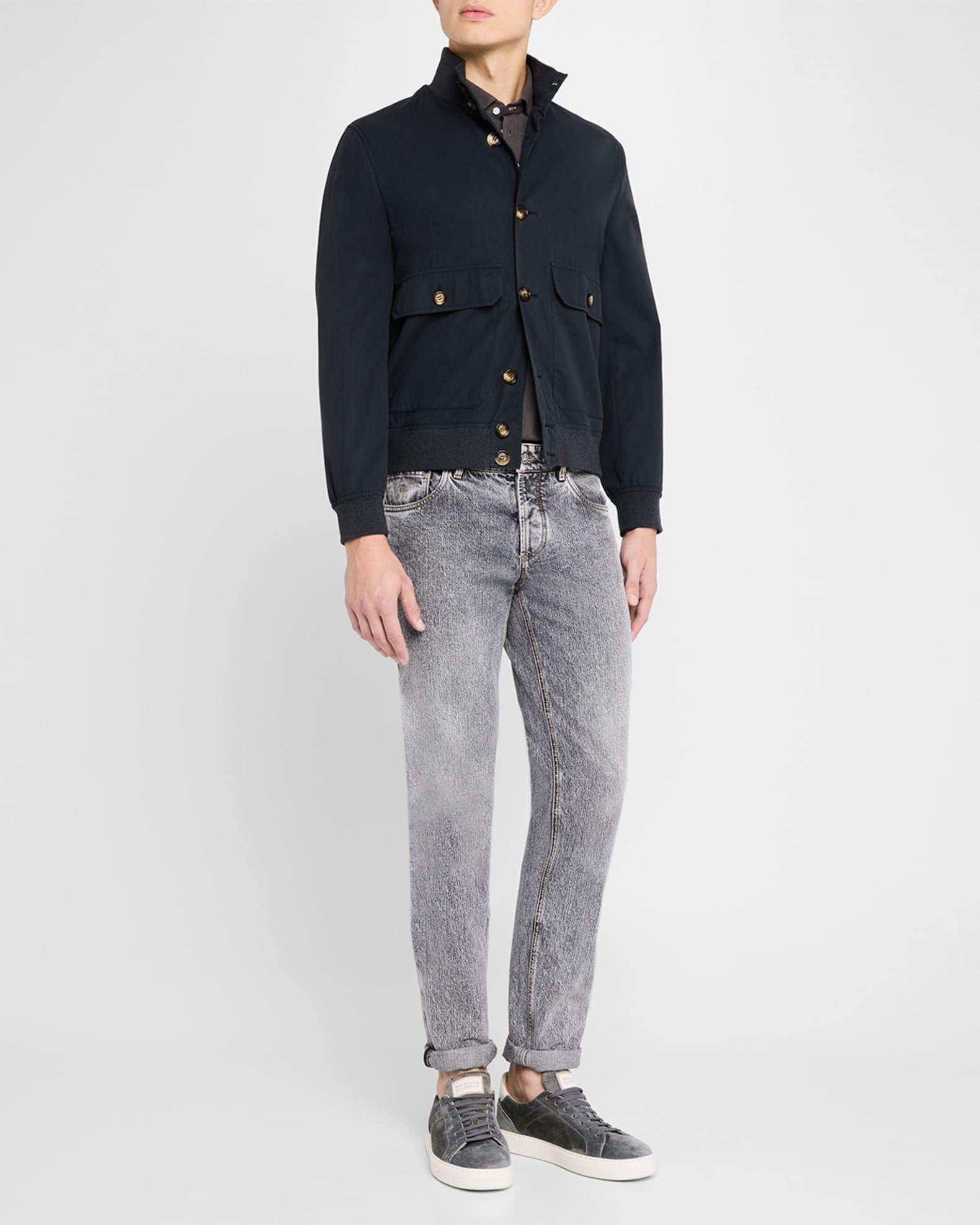Men's Gabardine Button-Front Bomber Jacket Product Image