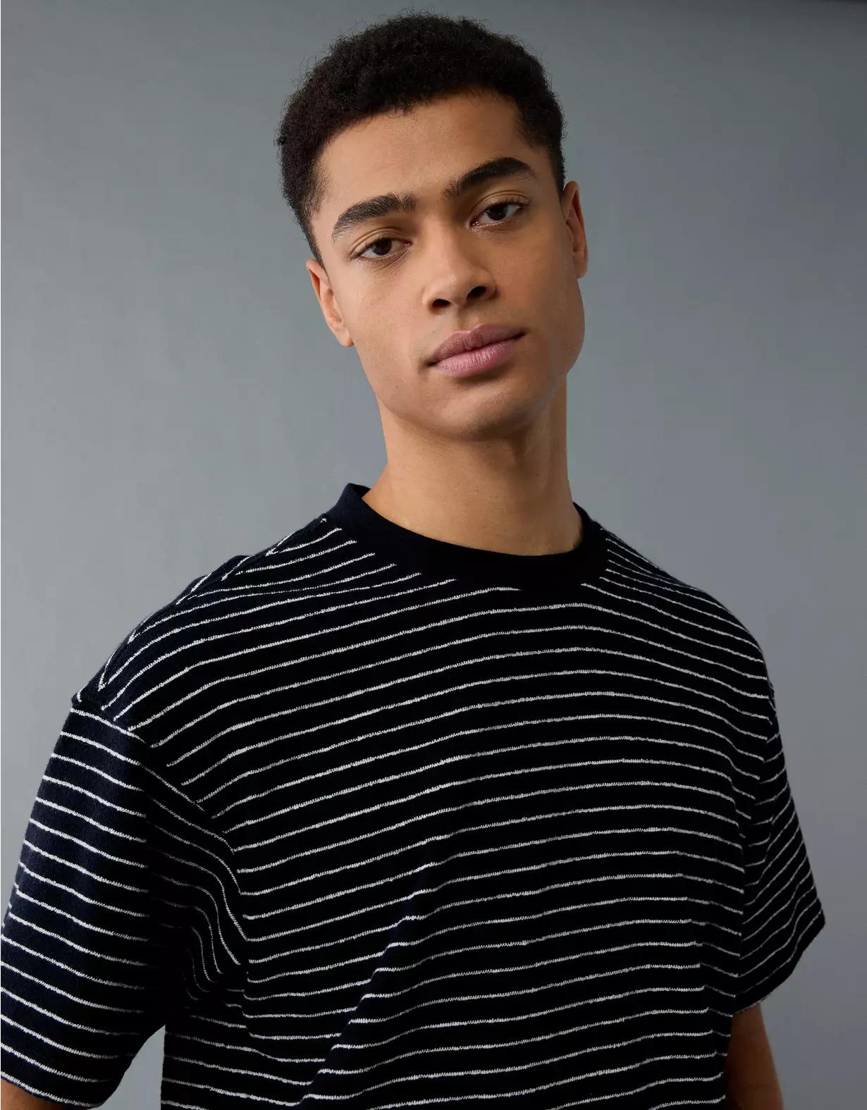 AE Boxy Textured Striped T-Shirt Product Image