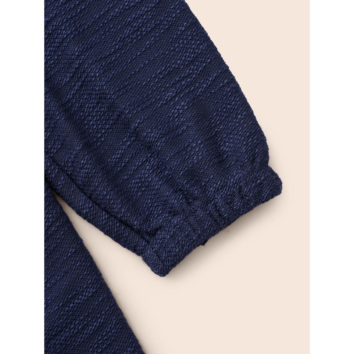 Plus Size Texture Drawstring Pocket Hooded Sweatshirt Women DarkBlue Casual Texture Loose Hooded Everyday Sweatshirts BloomChic 14-16/1X Product Image