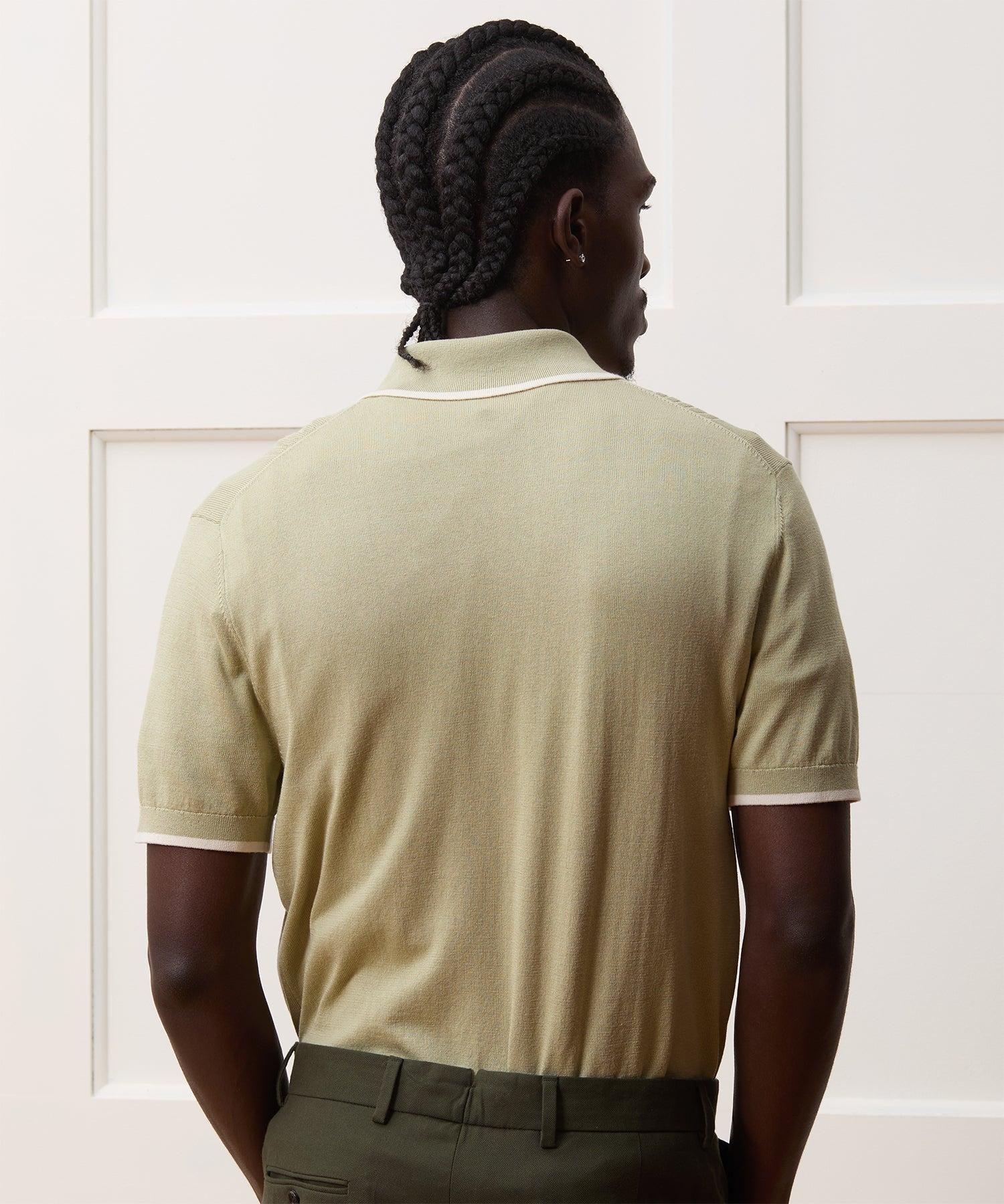 Silk-Cotton Tipped Sweater Polo Product Image