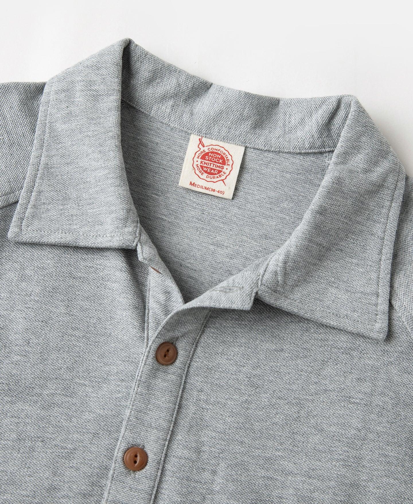Raglan Sleeve Cotton-Piqué Polo Shirt - Gray Product Image