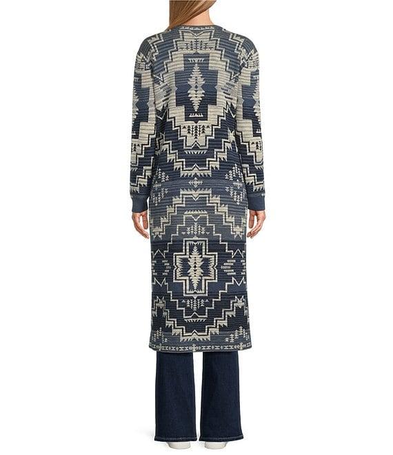 Pendleton Printed Texture Knit Open Front Long Sleeves Duster Sweater Product Image