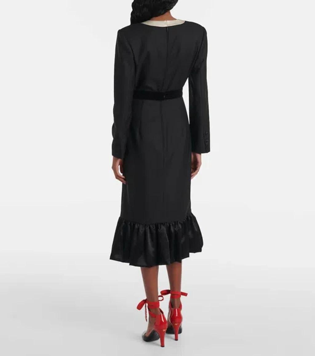 VALENTINO Virgin Wool Midi Dress With Bows In Black Product Image