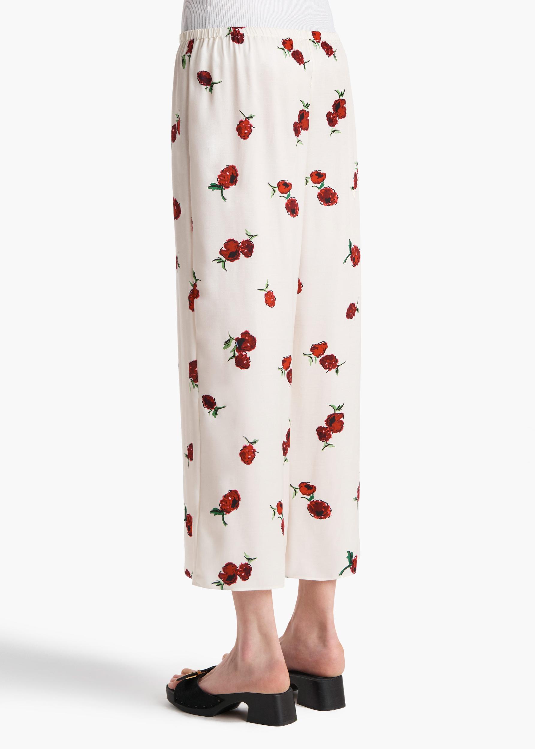 Mindy Pant in Cream with Raspberry Print Product Image