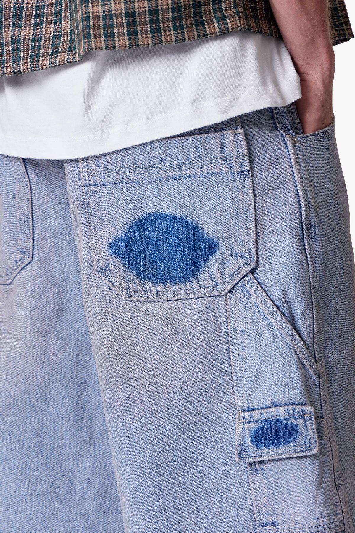 Ultra Baggy Tool Denim Shorts - Light Blue Product Image