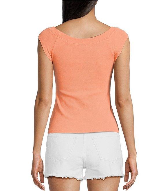 Evolutionary Boat Neck Ribbed Short Sleeve Top Product Image