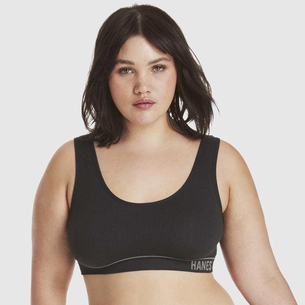 Hanes Women's Ribbed Scoopneck Bra MHT006 XXL: Adjustable Strap, Unlined Full Coverage Product Image