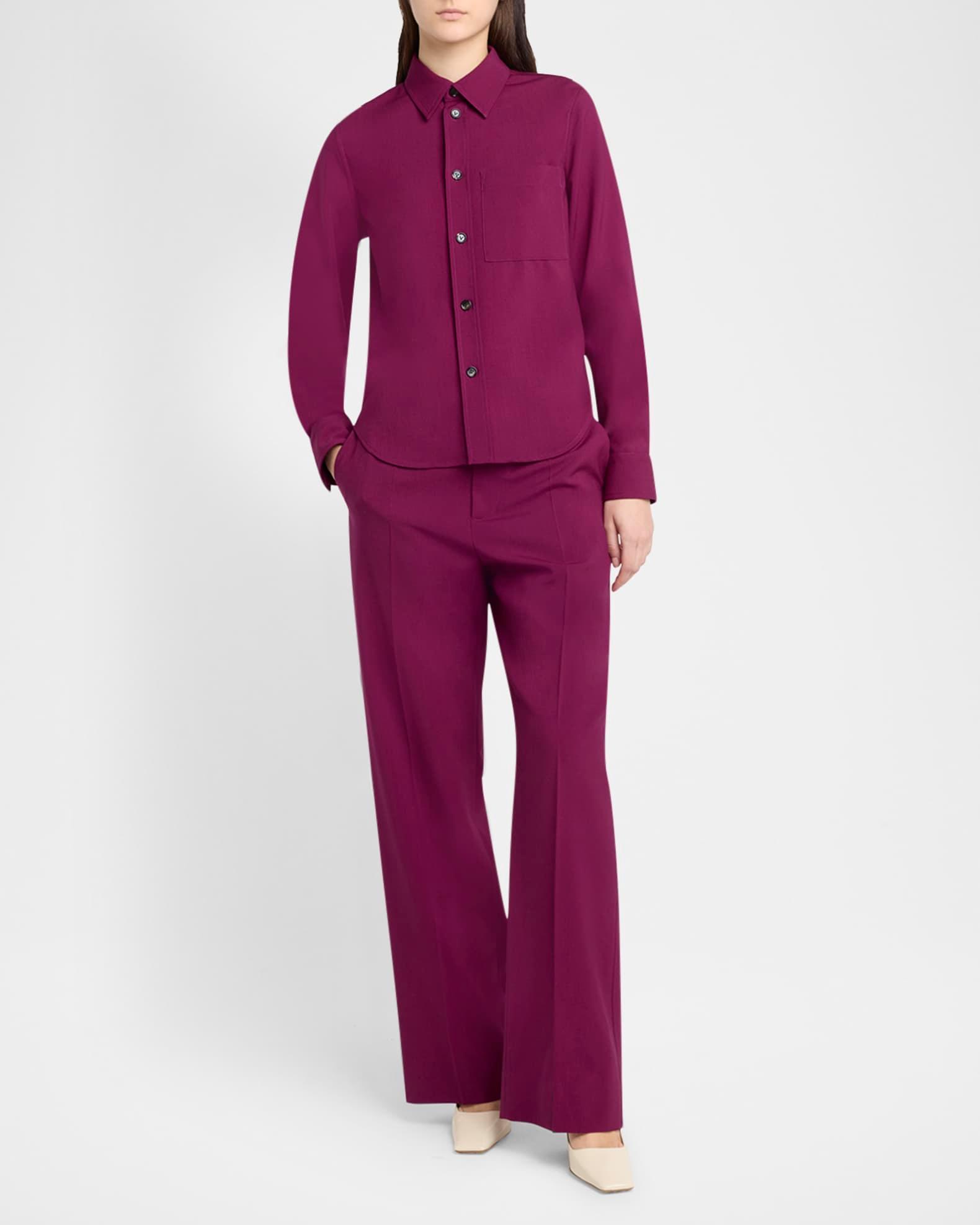 Fine Viscose-Silk Twill Straight-Leg Trousers Product Image