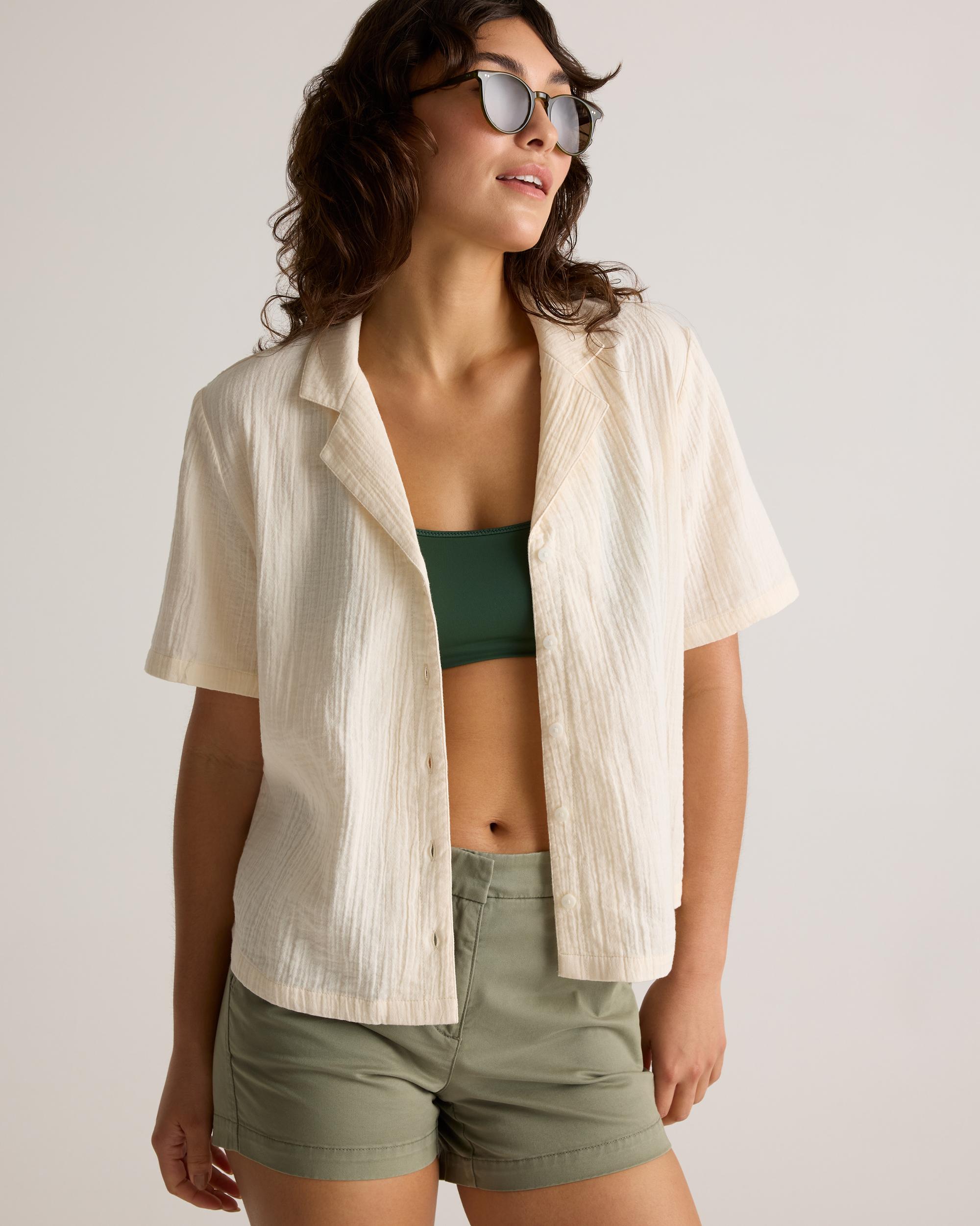 Quince | Women's Gauze Short Sleeve Shirt Organic Cotton Product Image