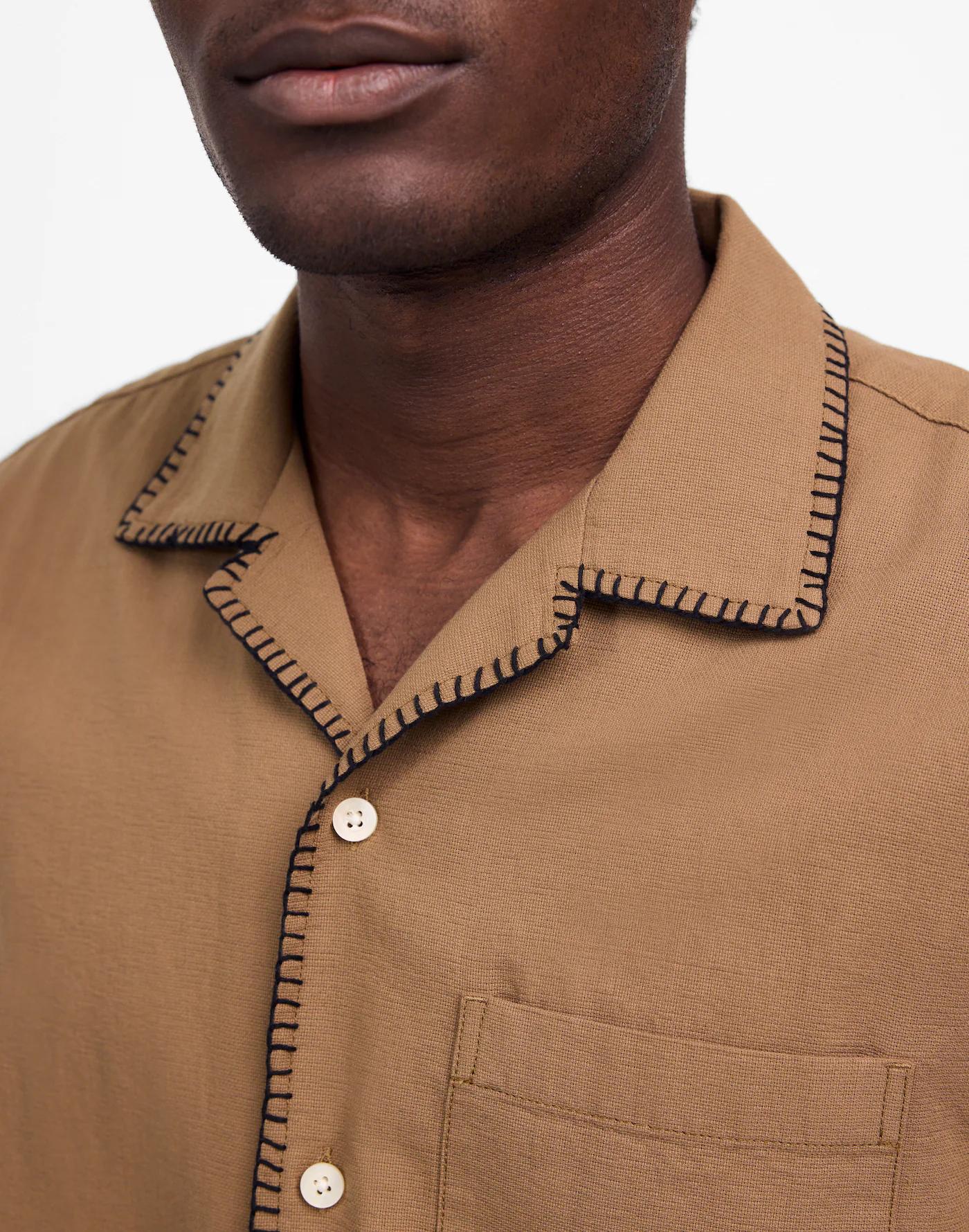 Blanket Stitch Short-Sleeve Shirt Product Image