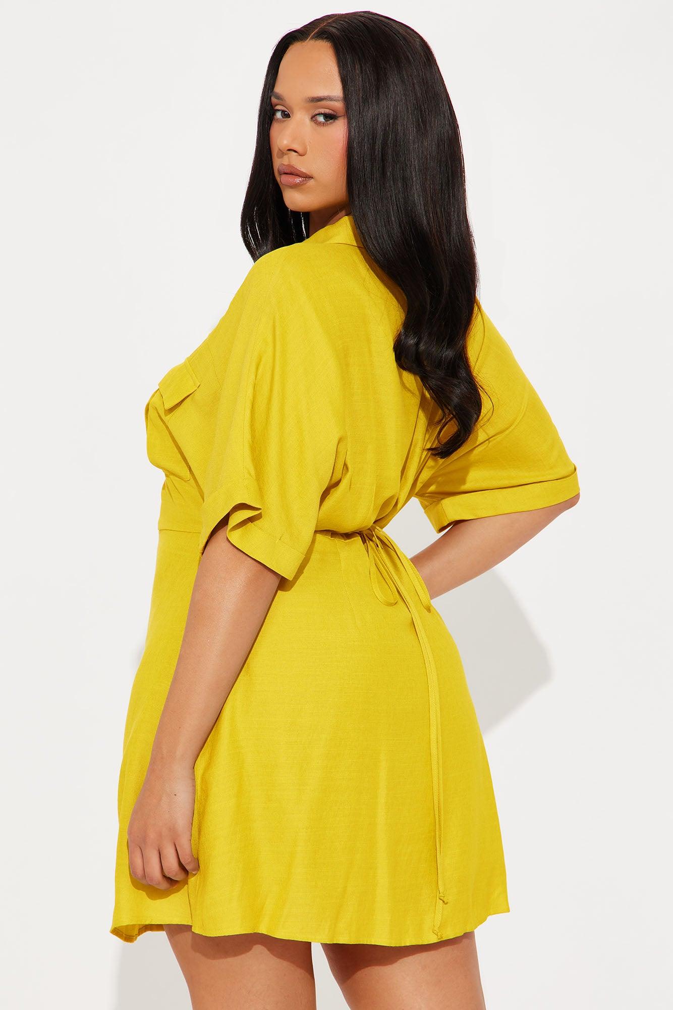 Penny Mini Shirt Dress - Mustard Female Product Image