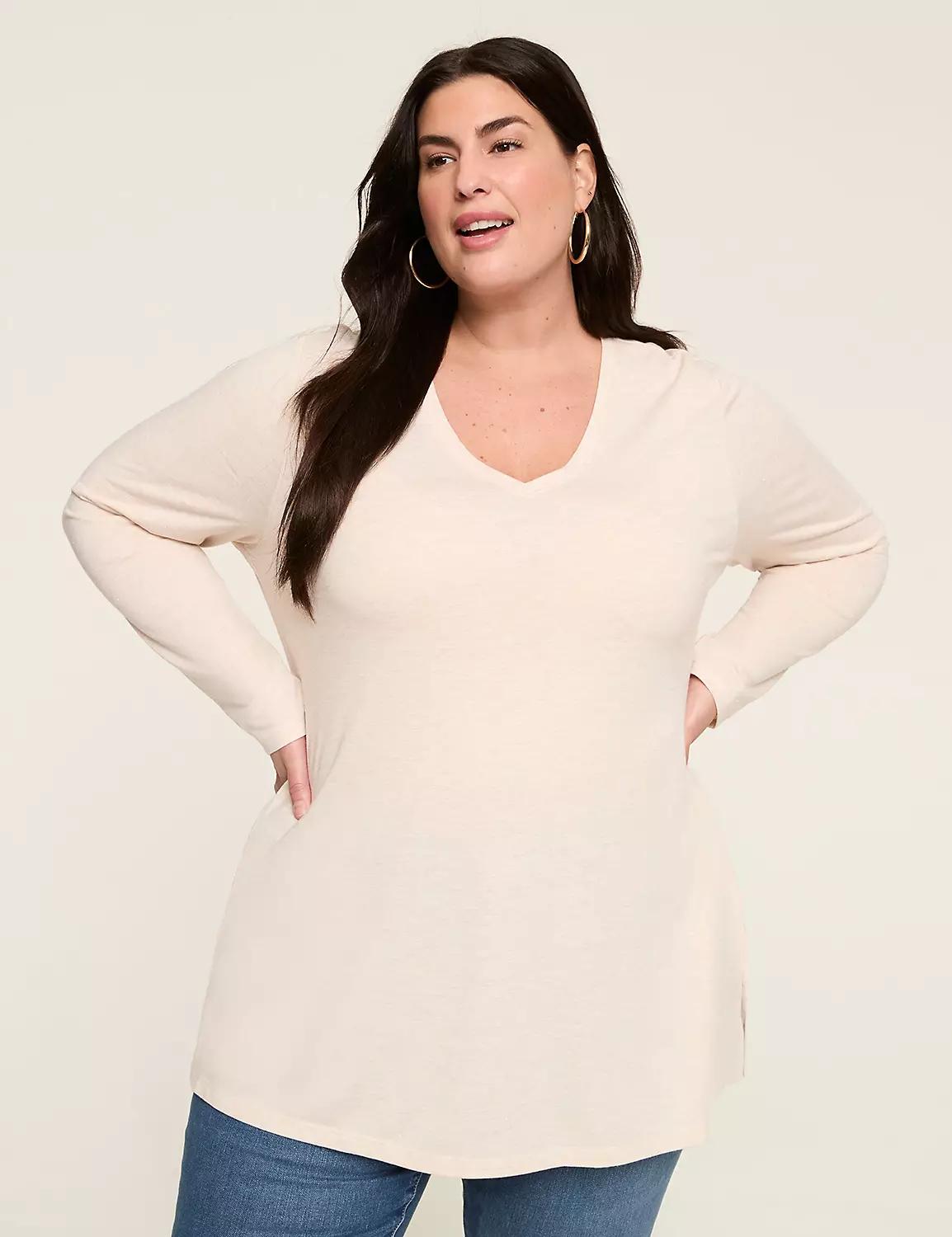 Shimmer V-Neck Tunic Tee Product Image