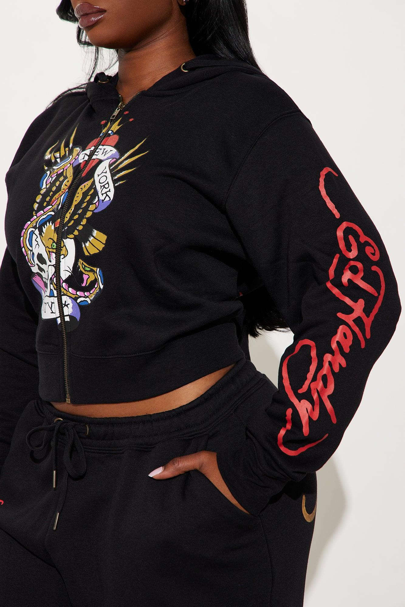 Ed Hardy NYC Zip Front Hoodie - Black Product Image