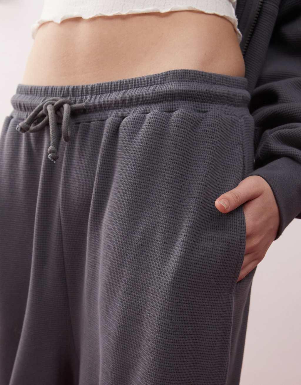 COLLUSION extreme oversized waffle sweatpants in charcoal - part of a set Product Image