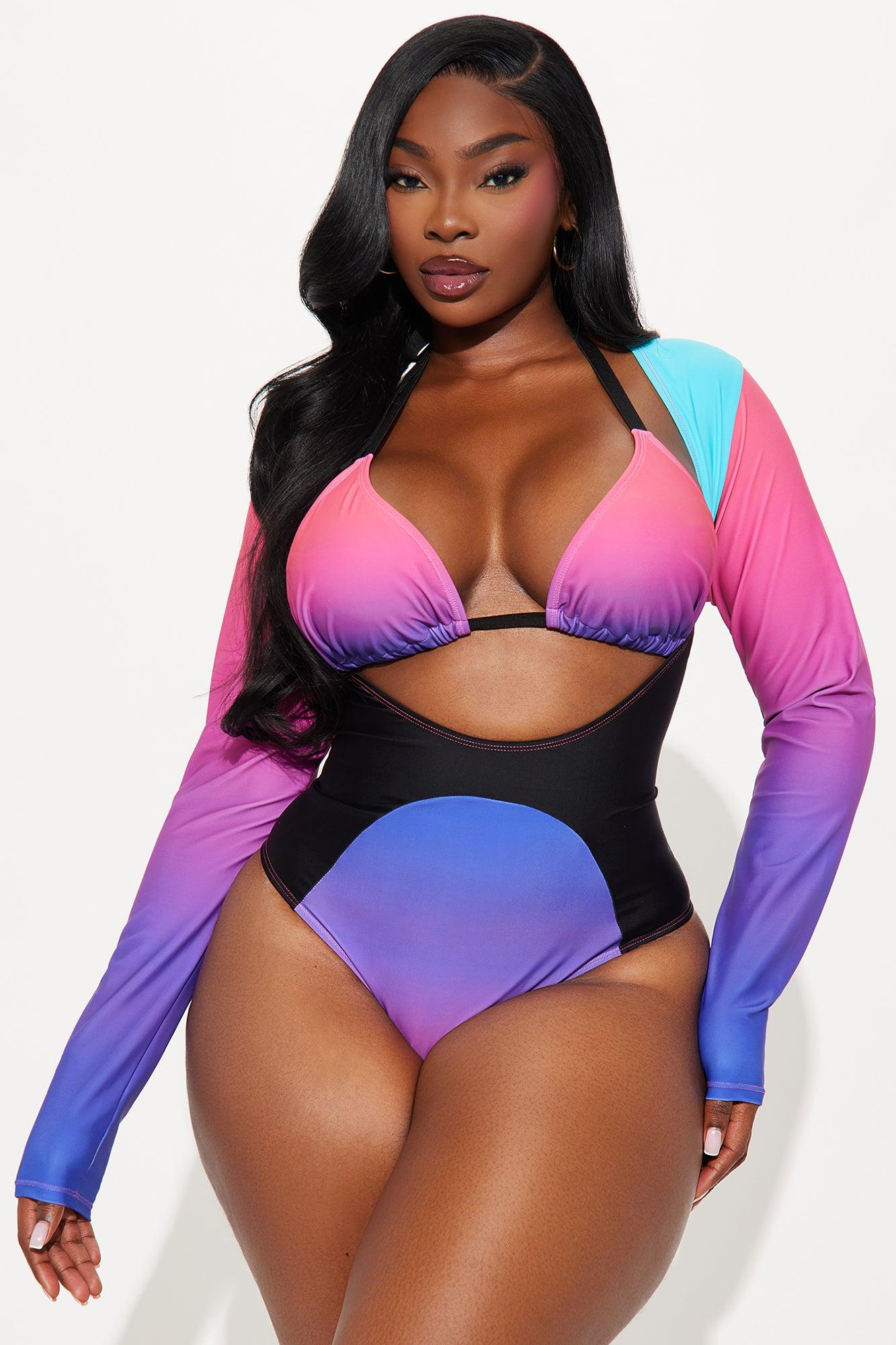 Ariah Long Sleeve 2 Piece Swimsuit - Purple/combo Female Product Image
