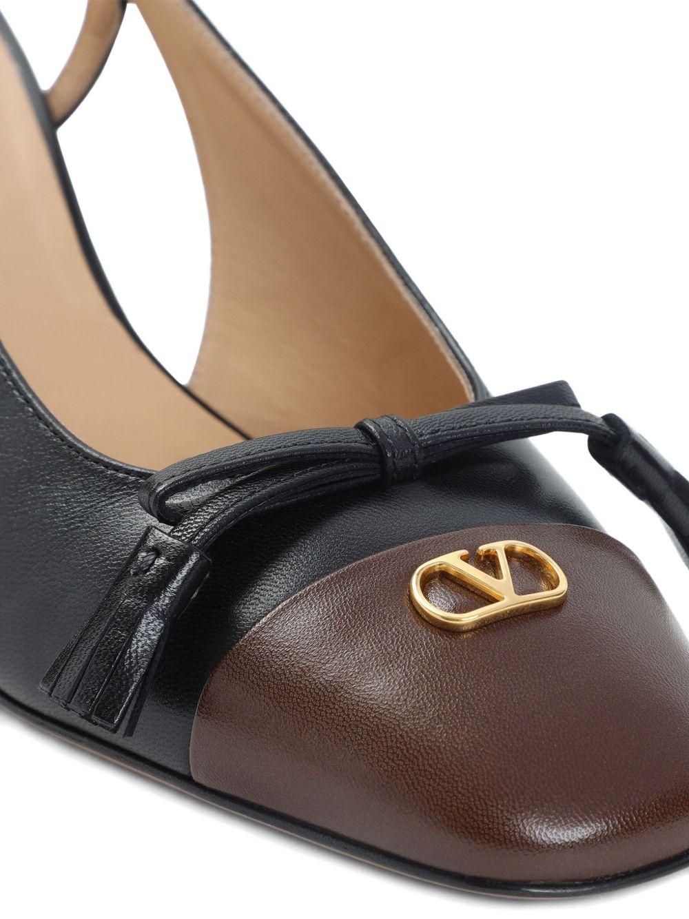 VALENTINO GARAVANI Vlogo 65 Tasseled Two-tone Leather Slingback Pumps In Black Product Image