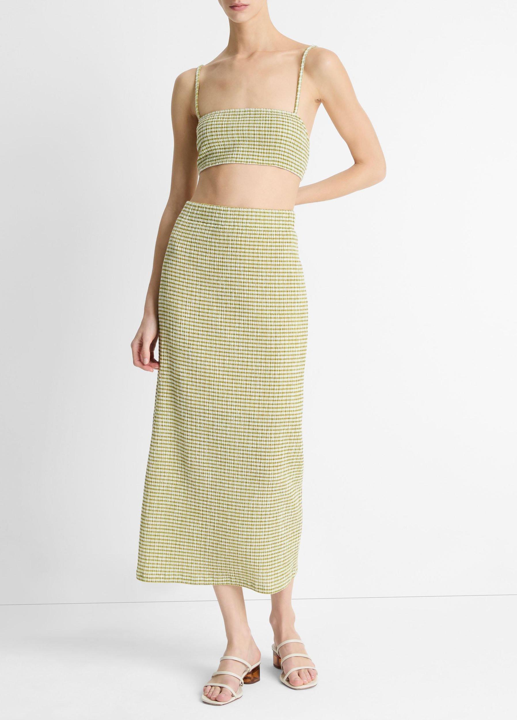 Checked Smocked Midi Skirt Product Image