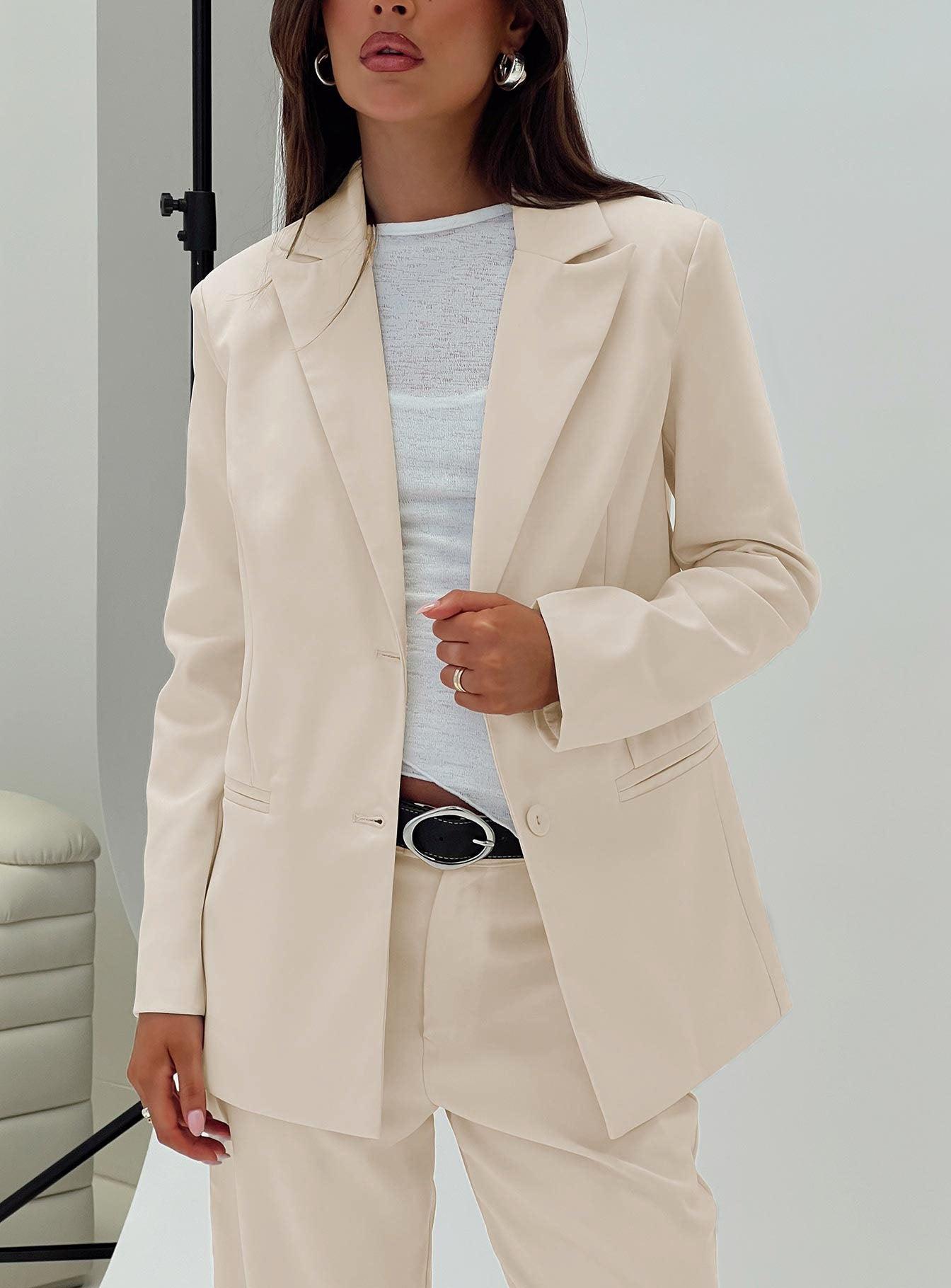 Crowd Pleaser Oversized Blazer Cream Product Image