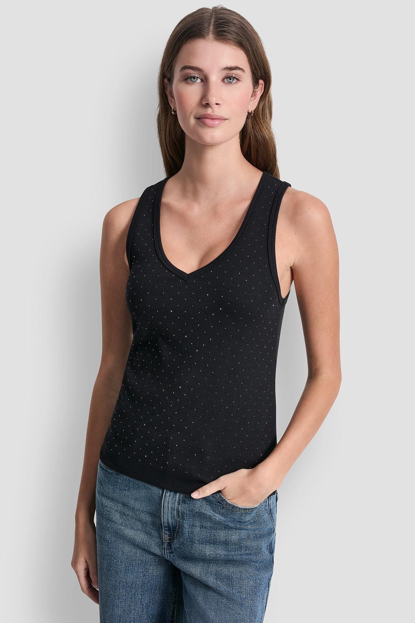 RHINESTONES V-NECK TANK Product Image