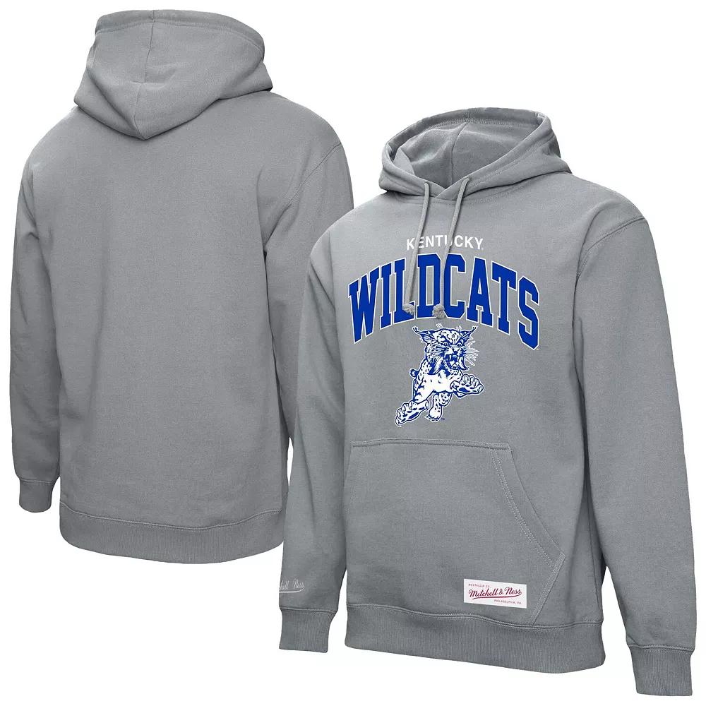 Men's Mitchell & Ness Heather Gray Kentucky Wildcats Classic Arch Pullover Hoodie,  Product Image