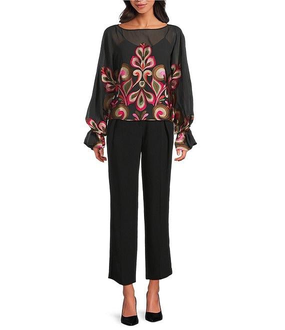 Trina Turk Larch Mid Rise Pleated Straight Cropped Pants Product Image