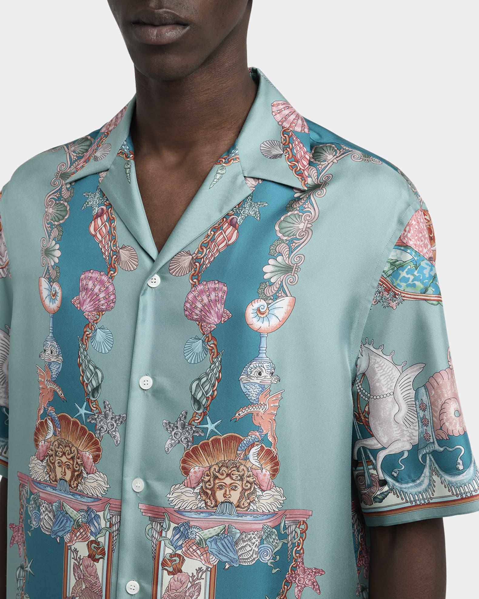 Men's Coral Theater Silk Twill Camp Shirt Product Image