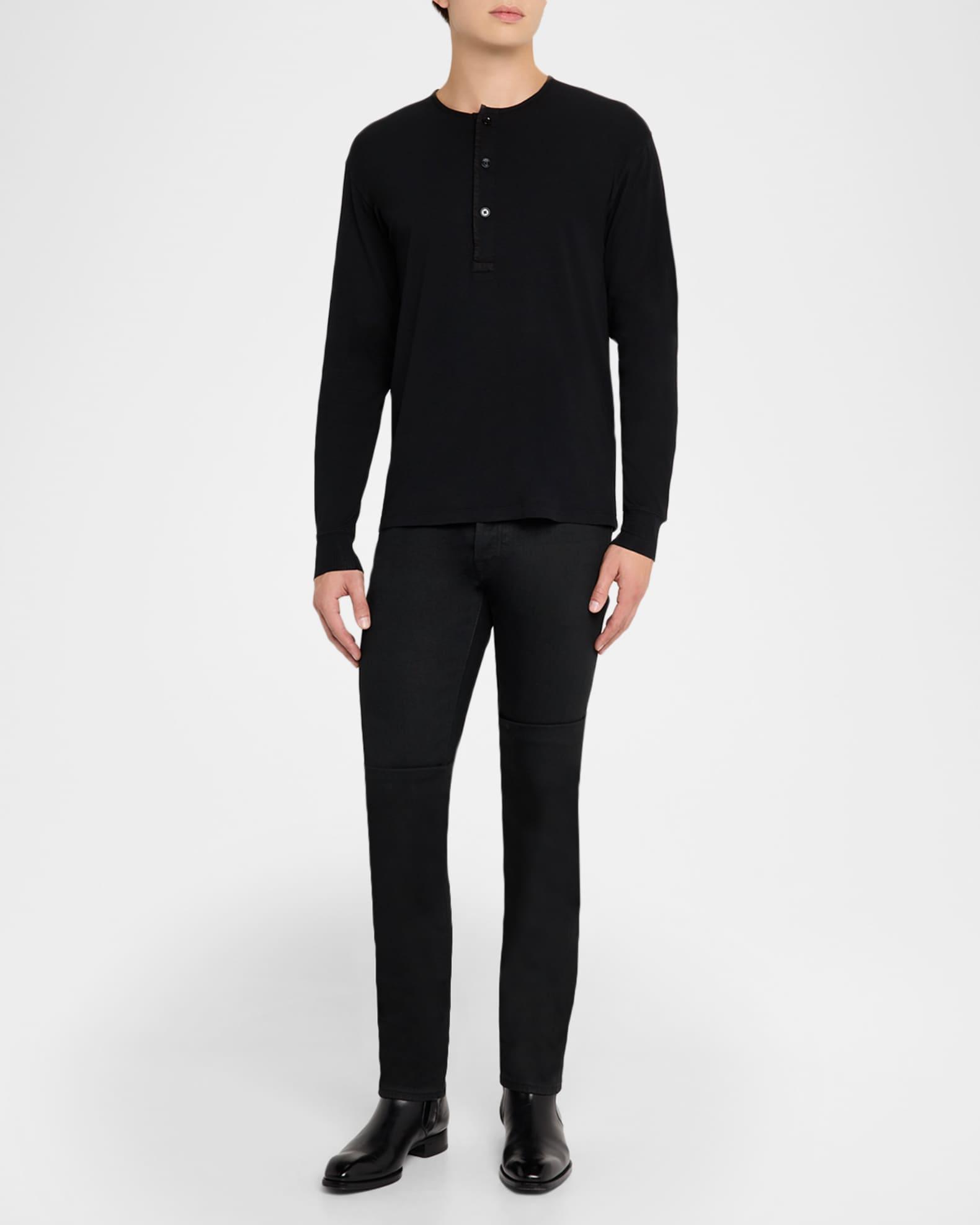 Men's Ribbed Long-Sleeve Henley Tee Product Image