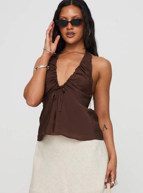 Gadot Halter Top Brown Product Image