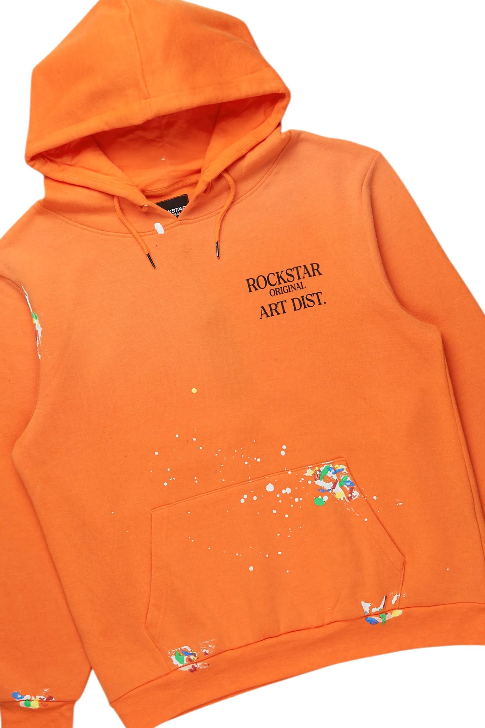 Rockstar Art Dist. Orange Hoodie/Baggy Track Pant Set Male Product Image