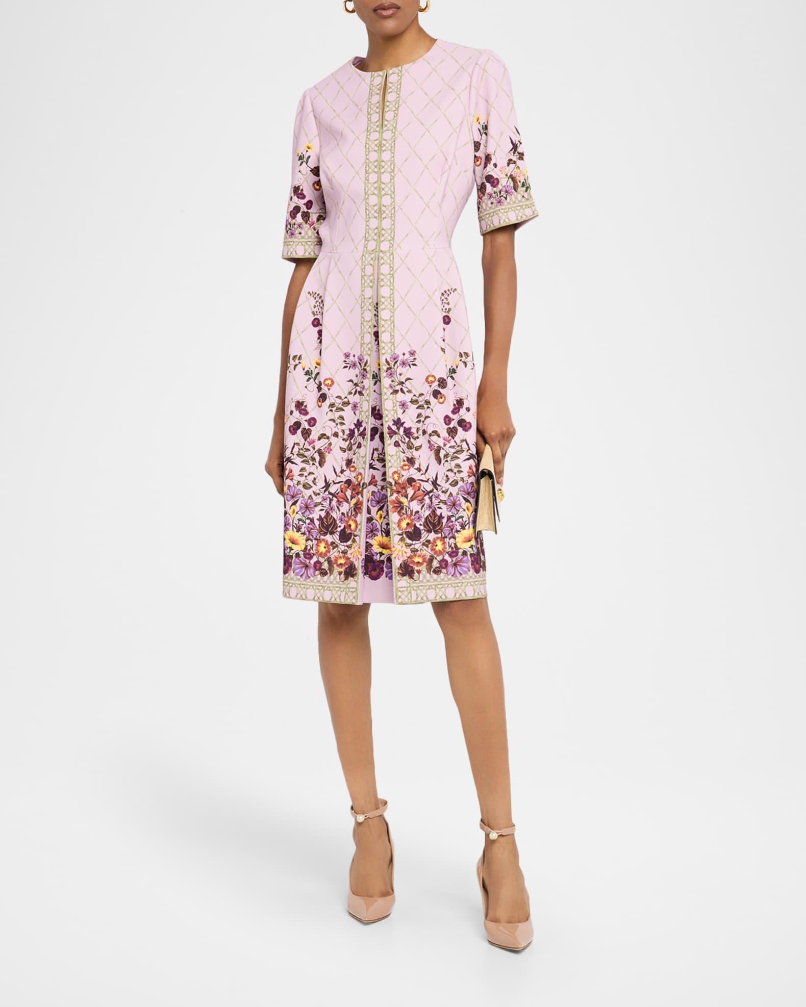 Pleated Floral-Print Crepe Dress Product Image