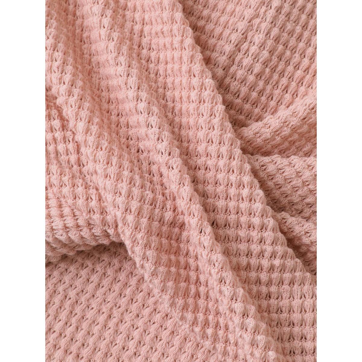 Plus Size Stretchy Hem Twist Textured Plain T-Shirt Nudepink Women Leisure Twist Round Neck Casual T-shirts BloomChic 18-20/2X Product Image