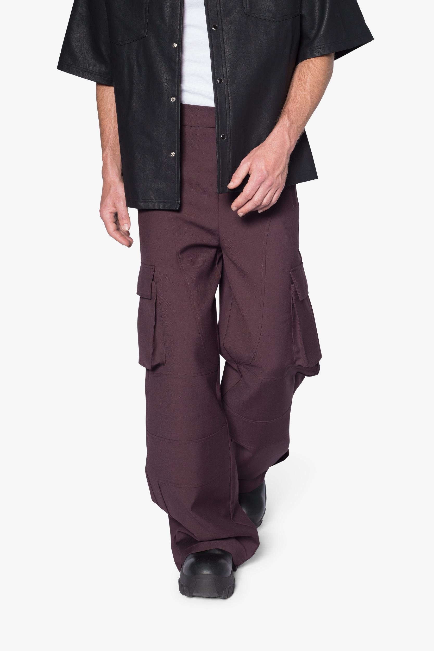 Baggy Cargo Trouser Pants - Burgundy Product Image