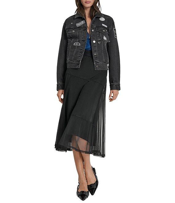 DKNY by Donna Karan Pins And Patches Denim Trucker Jacket Product Image