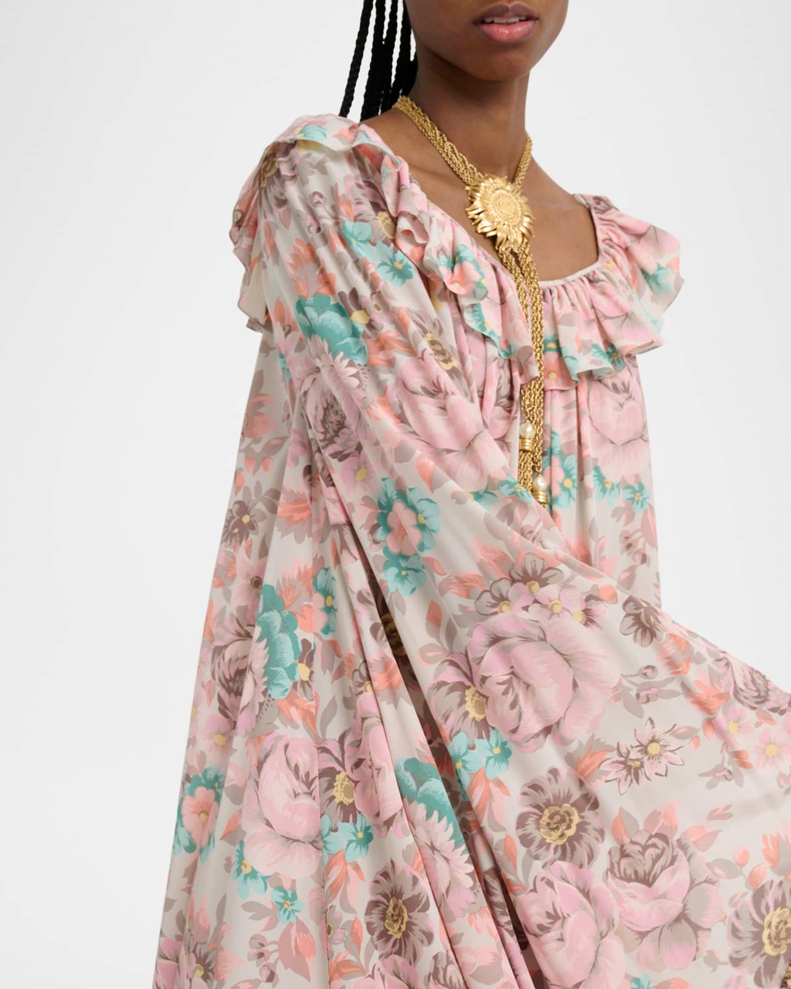 Ruffle-Trim Silk Mini Shift Dress Product Image